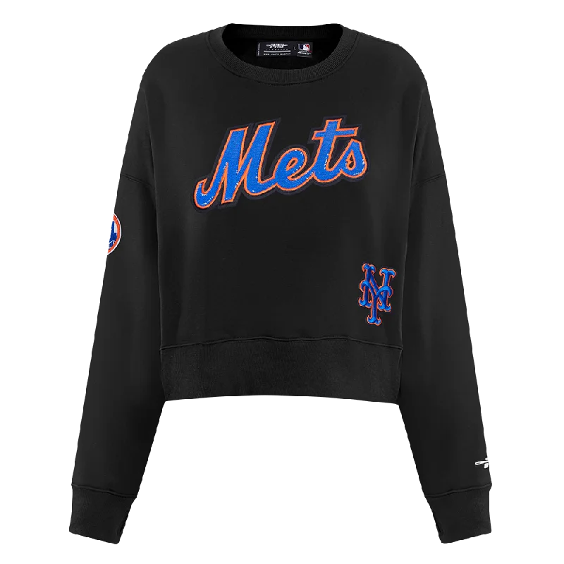 MLB NEW YORK METS GAME DAY CLASSICS WOMEN'S DK CREWNECK (BLACK)