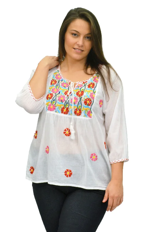 summer dressLa Cera Plus Size Embroidered Peasant Top