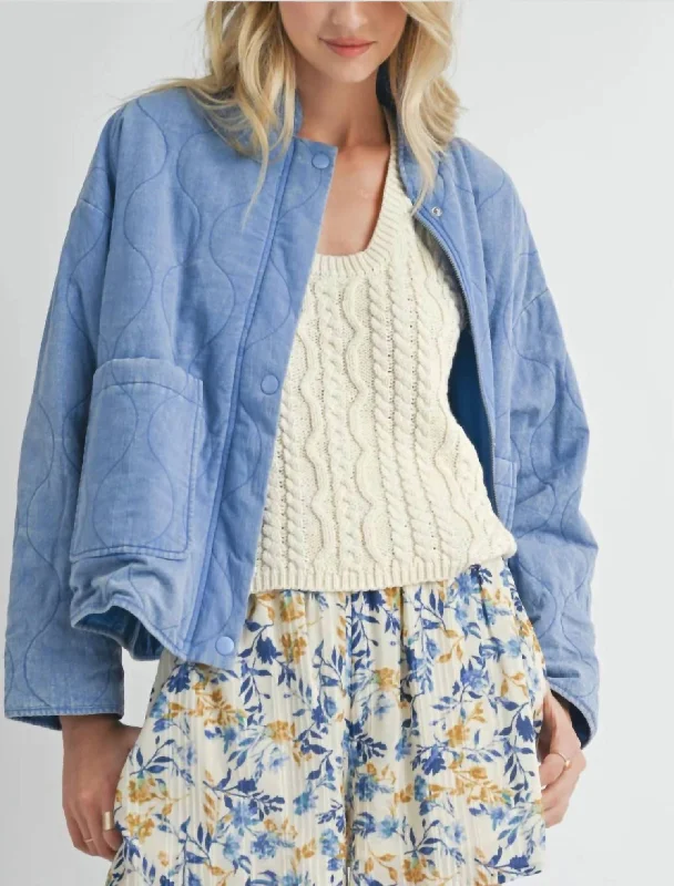 Weekender Quilted Jacket In Washed Denim