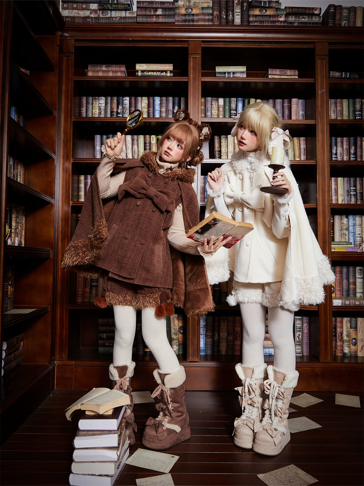 faux fur coatTan Tuan~Rabbit & Bear~Winter Kawaii Lolita Cape and Shorts