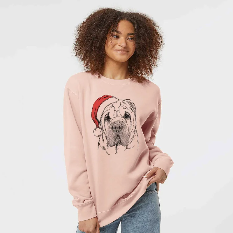 cozy gym sweatshirtSanta Lilly the Shar Pei - Unisex Pigment Dyed Crew Sweatshirt