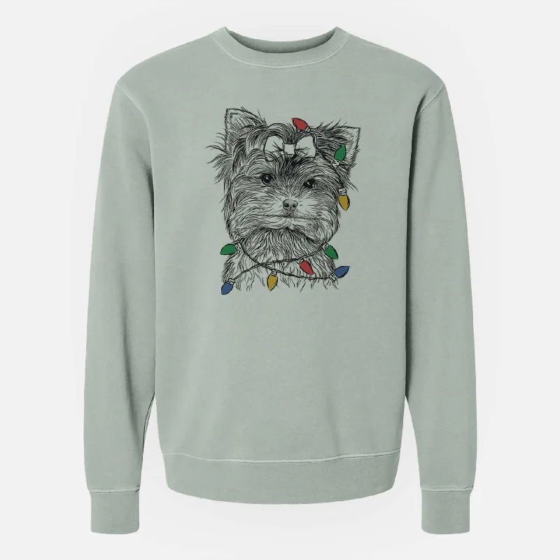 fitness lifestyle hoodieChristmas Lights Cricket the Biewer Terrier - Unisex Pigment Dyed Crew Sweatshirt