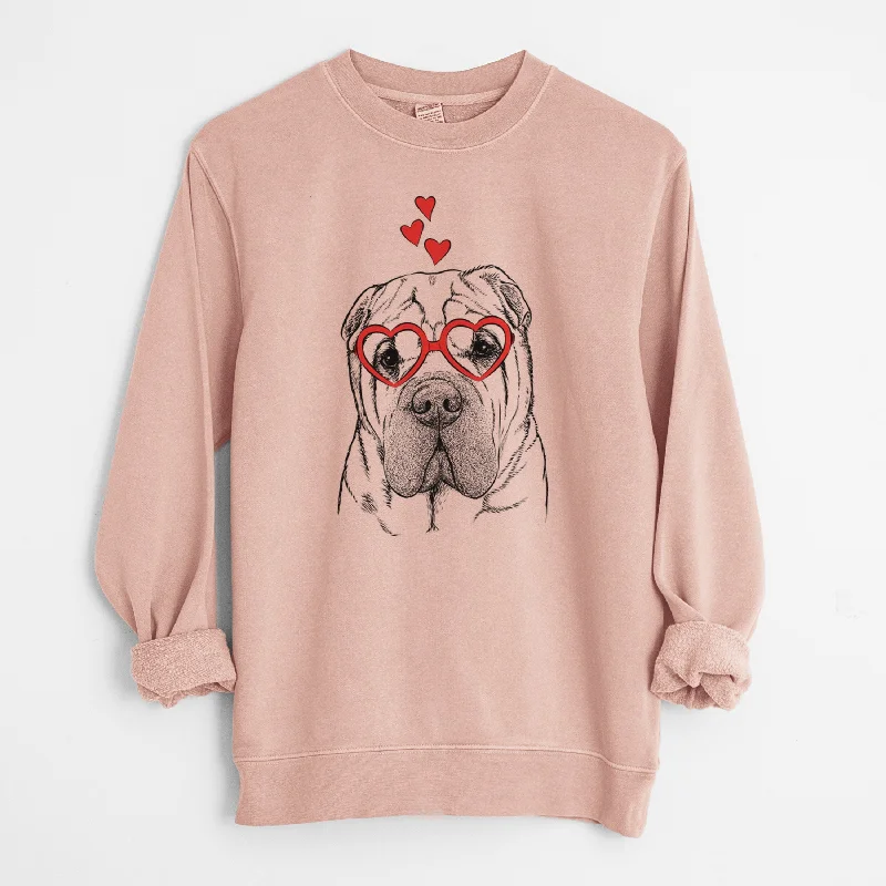 casual workout hoodieValentine Lilly the Shar Pei - Unisex Pigment Dyed Crew Sweatshirt