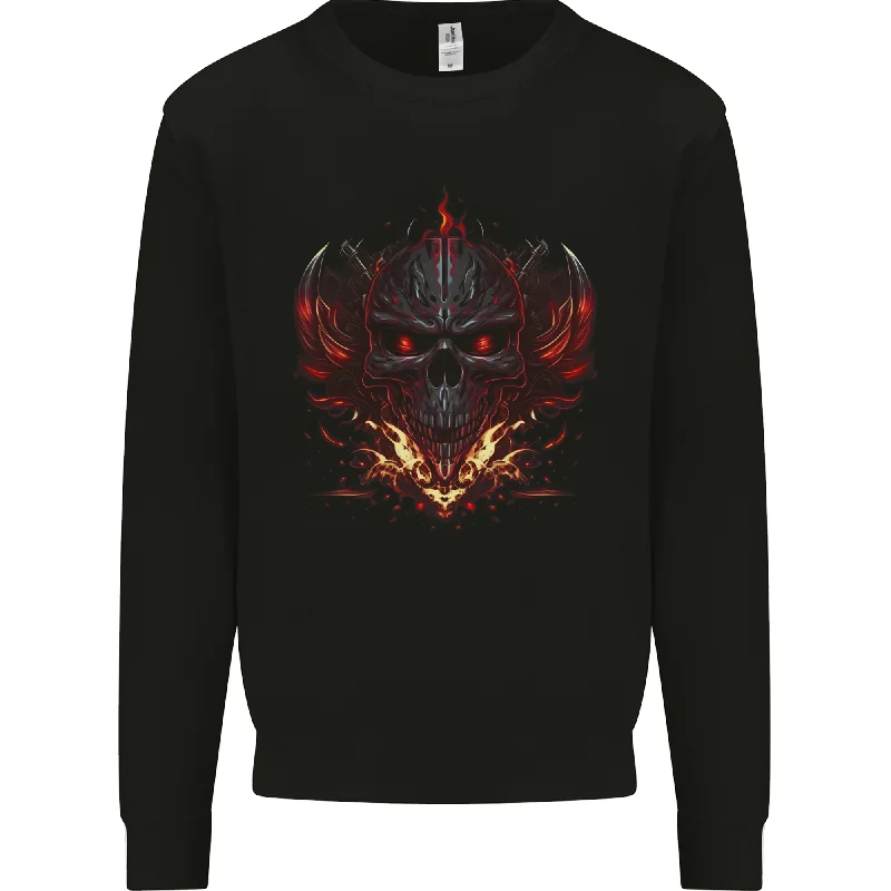 performance workout sweatshirtAn Evil Flame Skull Biker Fantasy Heavy Metal Mens Sweatshirt Jumper