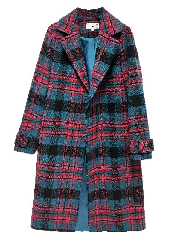 cozy wool-blend coatCeleste Edge to Edge Check Longline Coat - size 10