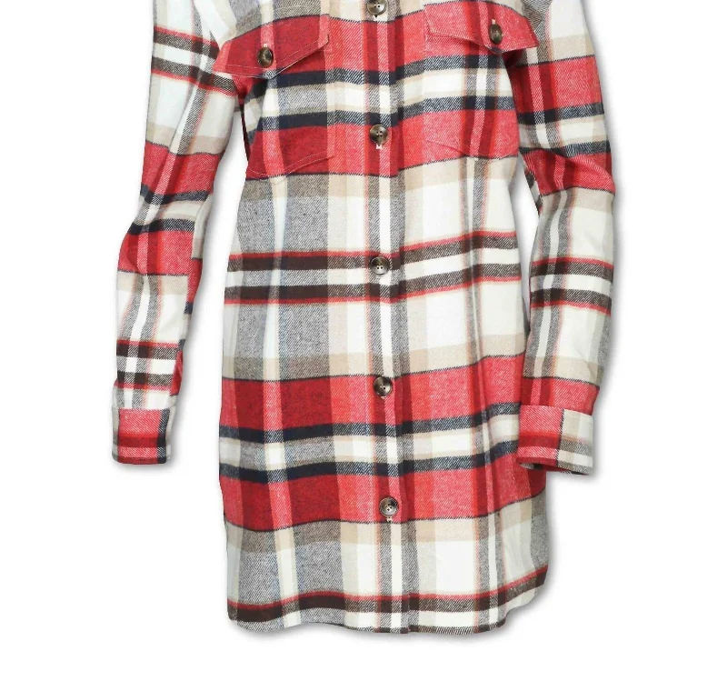 Plaid Shirt Jacket In Red