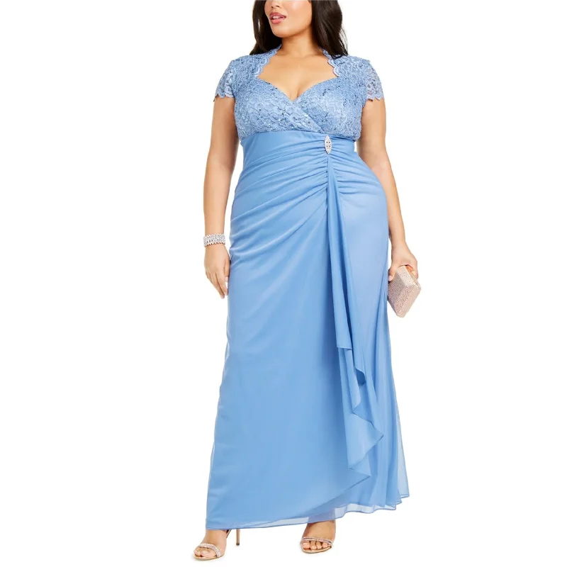 relaxed fit dressBetsy & Adam Womens Ruched Gown Dress, Blue, 24W