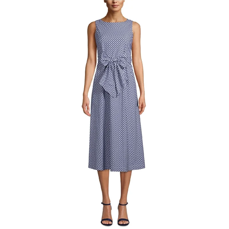 flowy evening dressAnne Klein Womens Gingham Midi Dress, Blue, X-Large