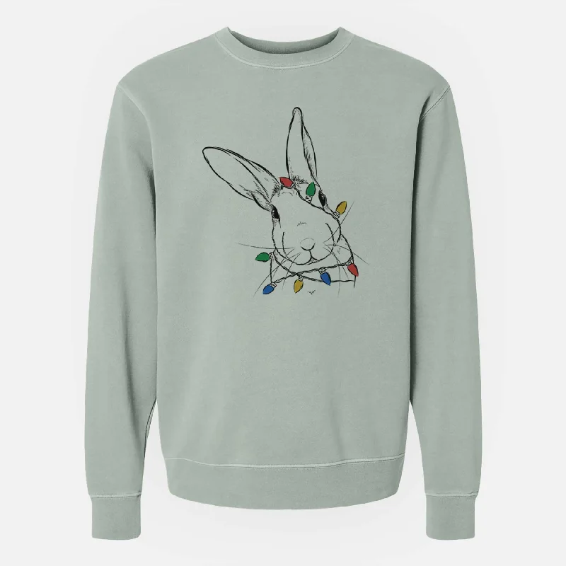 slim fit workout hoodieChristmas Lights Penny the Belgian Hare - Unisex Pigment Dyed Crew Sweatshirt