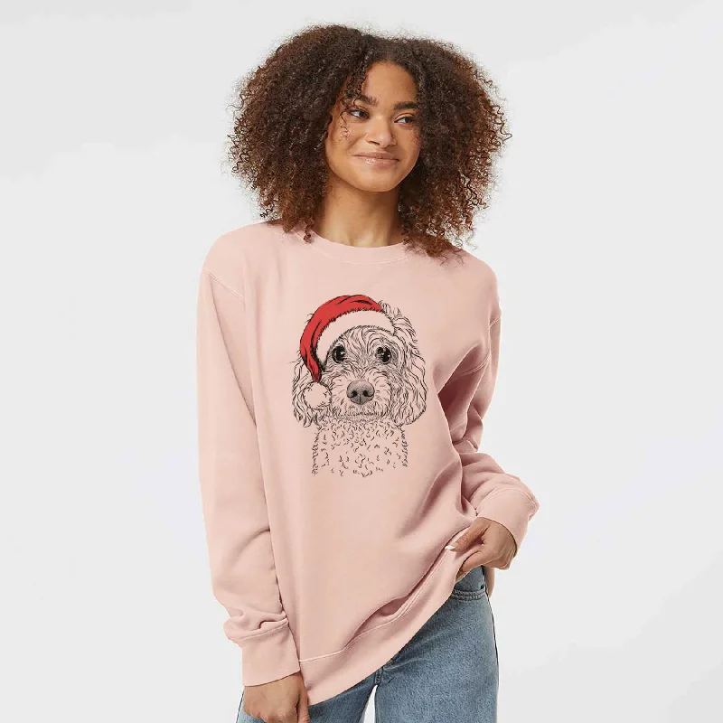 long-sleeve athletic hoodieSanta Izzie the Cavachon - Unisex Pigment Dyed Crew Sweatshirt