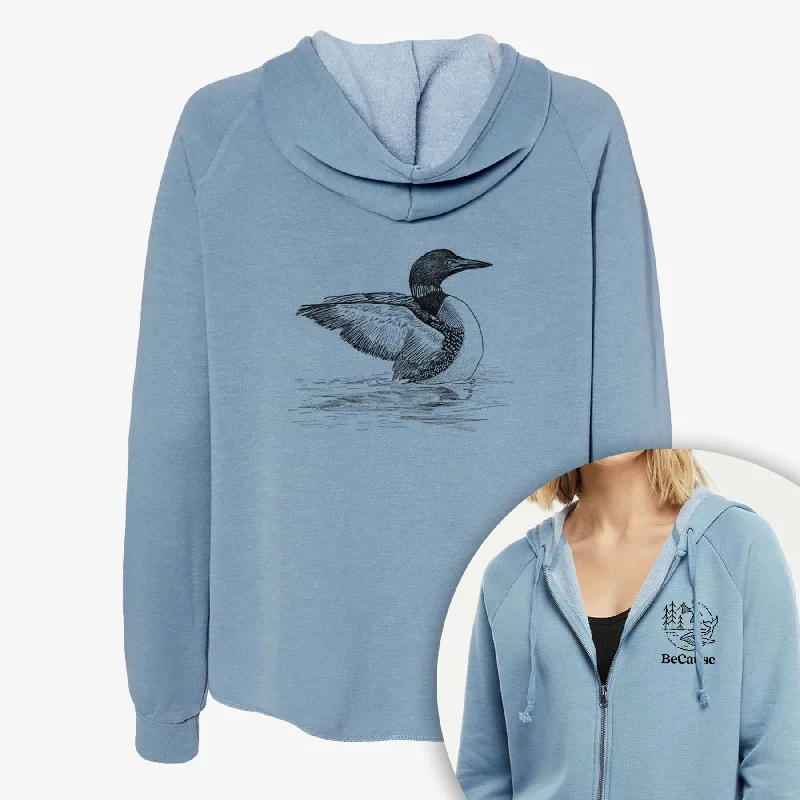 performance hoodie for gymCommon Loon - Gavia immer - Women's Cali Wave Zip-Up Sweatshirt