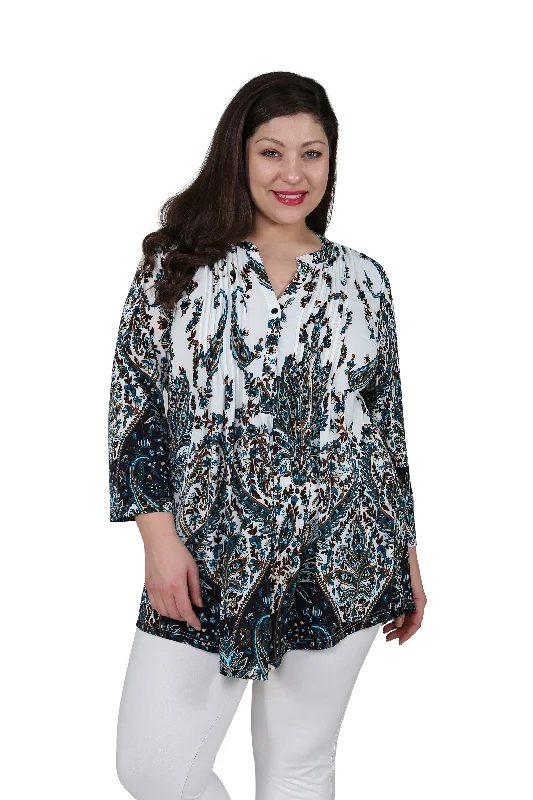 vintage dressPlus Size La Cera Pleat Front Paisley Tunic