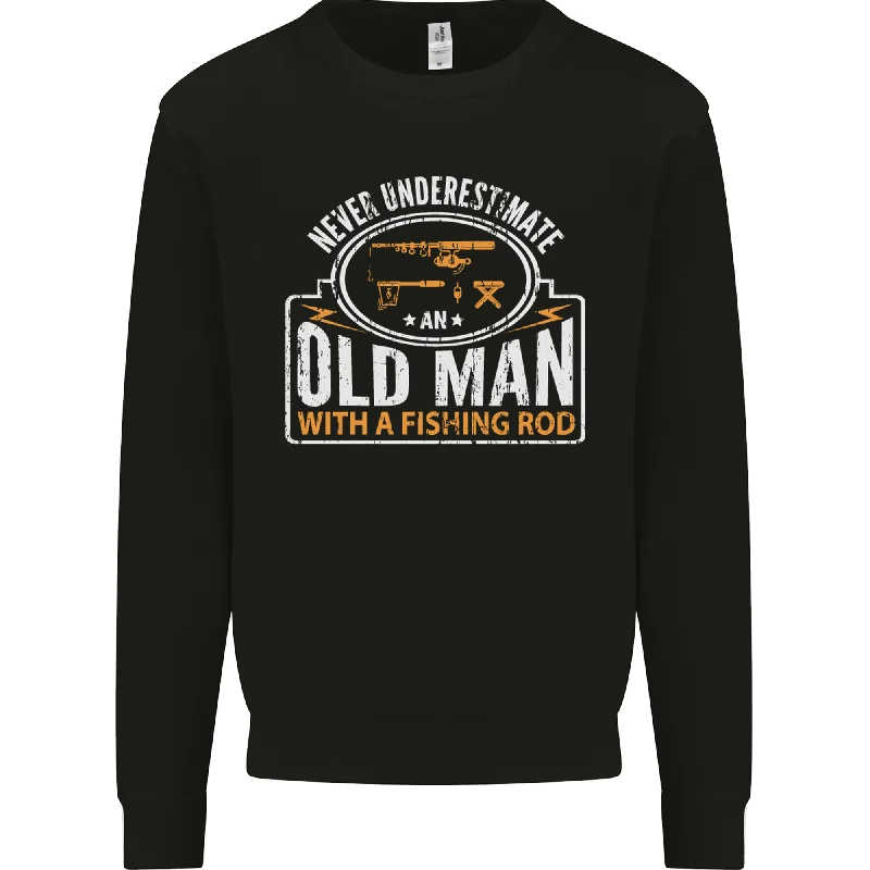 chic fitness hoodieAn Old Man With a Fishing Rod Fisherman Mens Sweatshirt Jumper