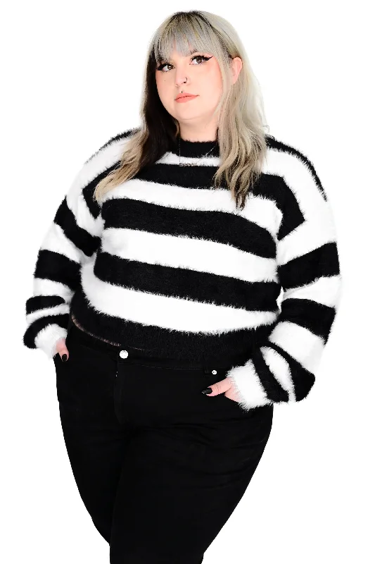 urban street coatFuzzy Striped Crop Sweater - 3XL/4XL left!