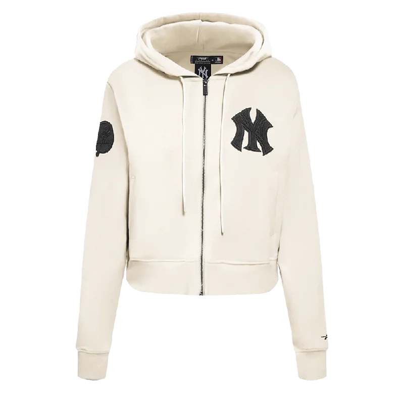 MLB NEW YORK YANKEES TRIPLE TONAL WOMEN'S DK FZ HOODIE (EGGSHELL)