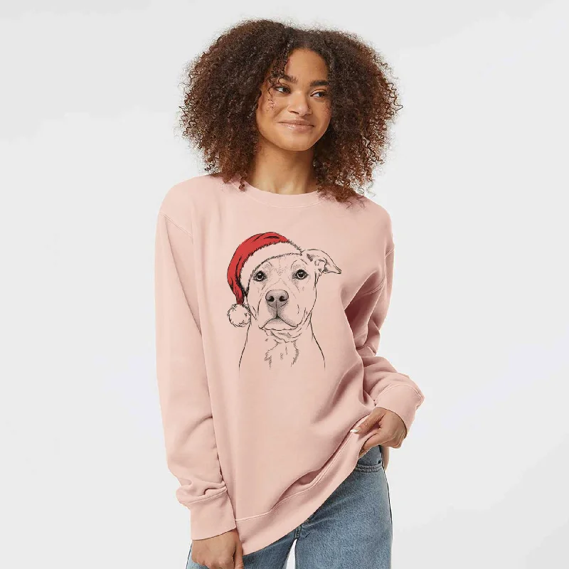 workout-ready hoodieSanta Bailey the American Staffordshire Terrier - Unisex Pigment Dyed Crew Sweatshirt