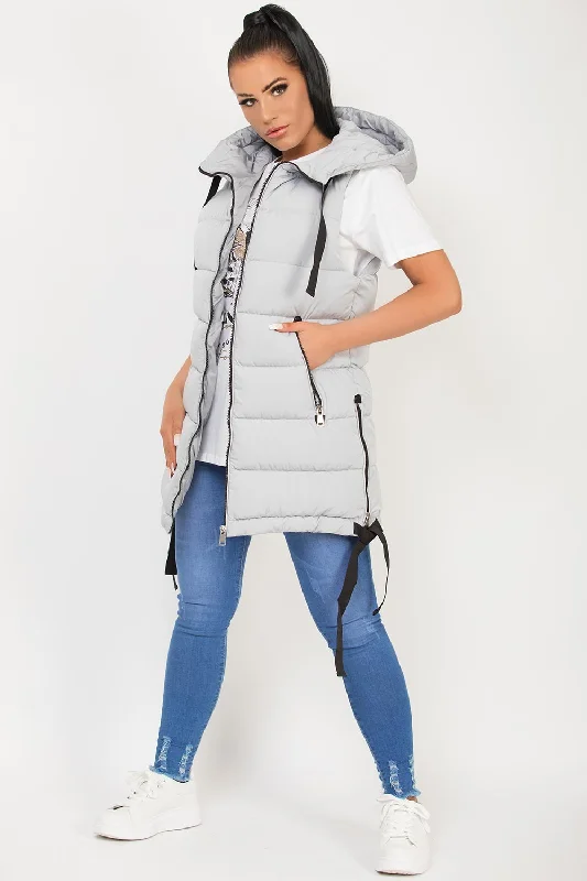 contemporary coatHooded Puffer Gilet Body Warmer Grey