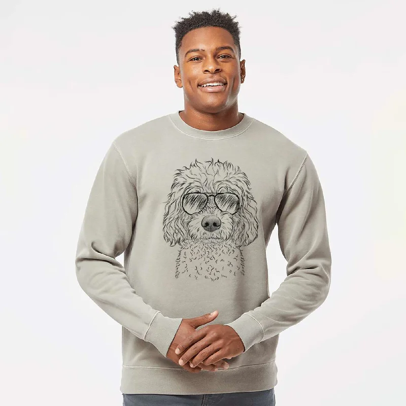 versatile gym hoodieAviator Izzie the Cavachon - Unisex Pigment Dyed Crew Sweatshirt