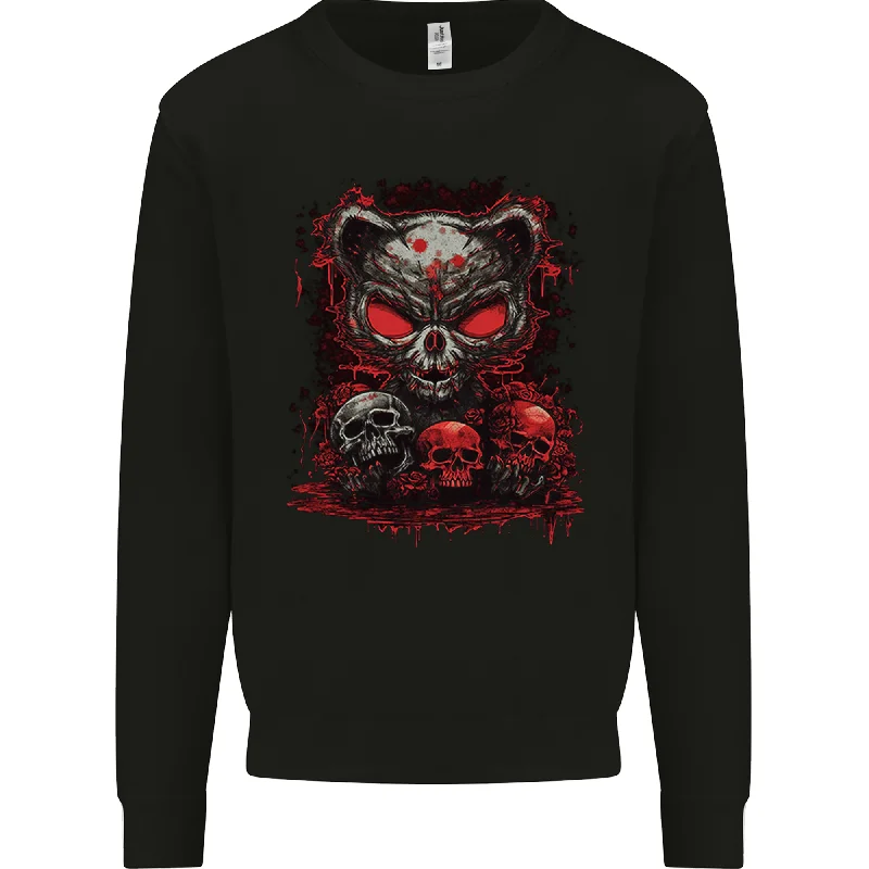 zip-up gym hoodieAn Evil Cat With Skull Satanic Kitty Mens Sweatshirt Jumper