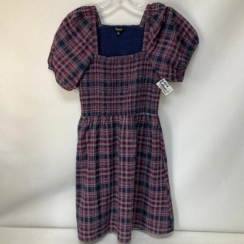 tiered dressDress Casual Short By Madewell In Plaid Pattern, Size: Xxs