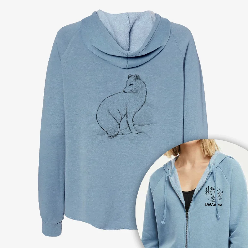 sleek gym hoodieArctic Fox - Vulpes lagopus - Women's Cali Wave Zip-Up Sweatshirt