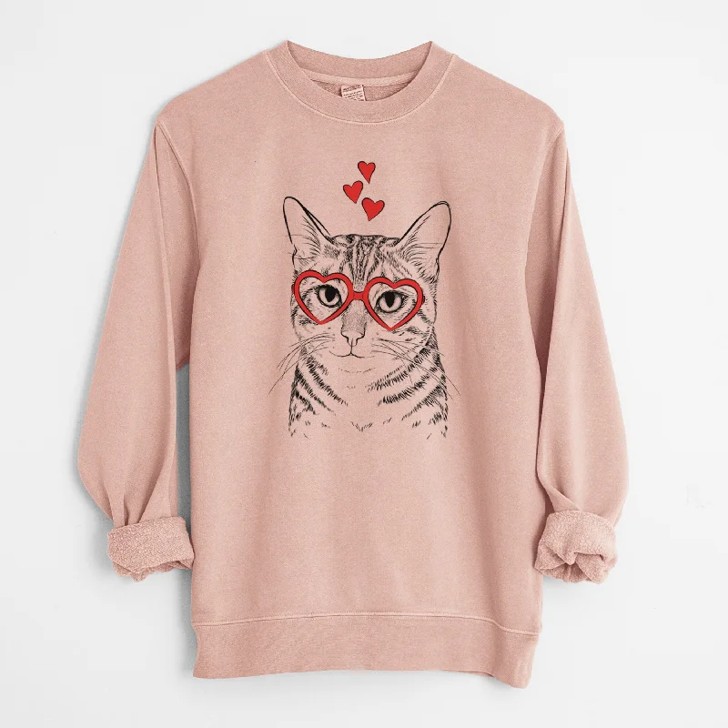 bold workout sweatshirtValentine Nell the Tabby Cat - Unisex Pigment Dyed Crew Sweatshirt