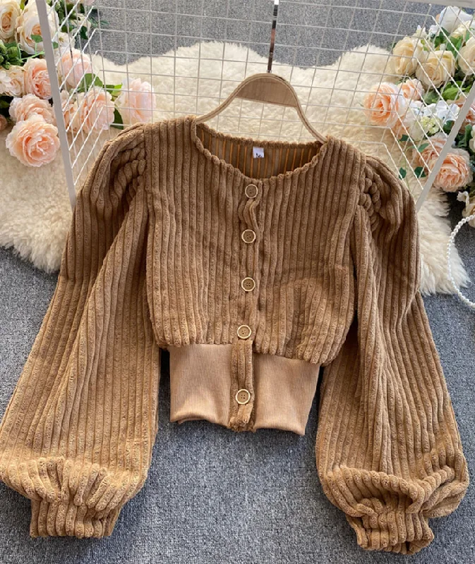 chic wool coatStylish corduroy long sleeve top  S110