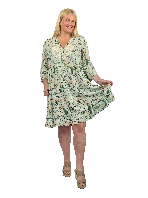 wrap-around dressLa Cera Lace Applique Lovebird Floral Dress