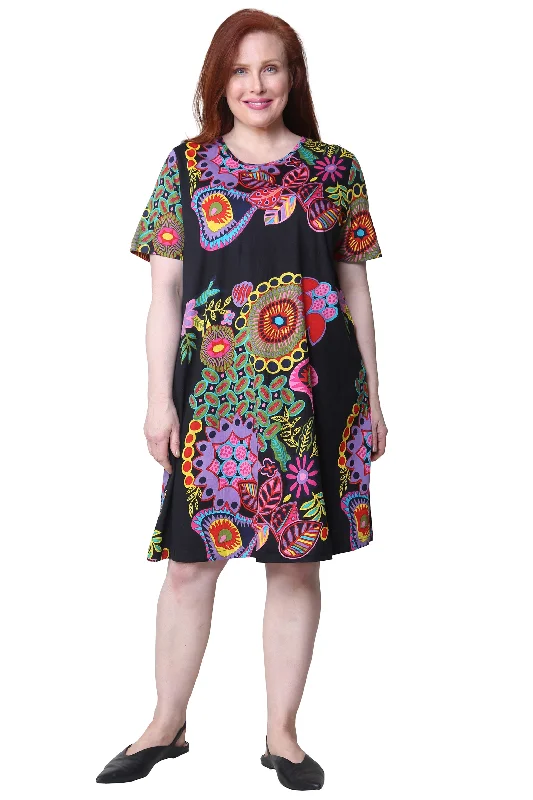 party dressLa Cera Novelty Floral Print Plus Size Short Sleeve Dress