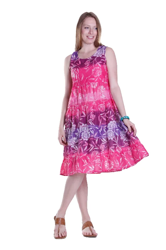 summer dressLa Cera 100% Cotton Ombre Print Tier Dress