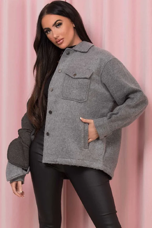 cozy coatGrey Oversized Shacket Soft Touch