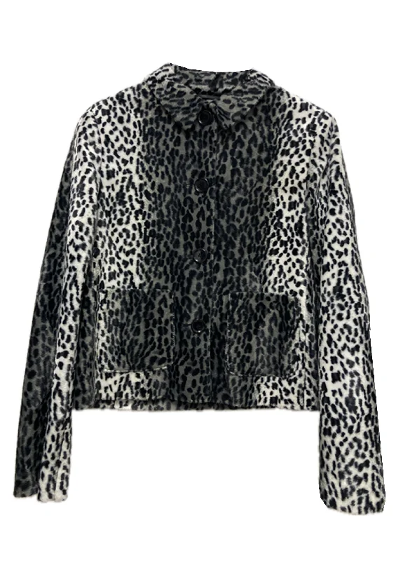 chic wool coatAnnette Snow Leopard Print Jacket - size 10