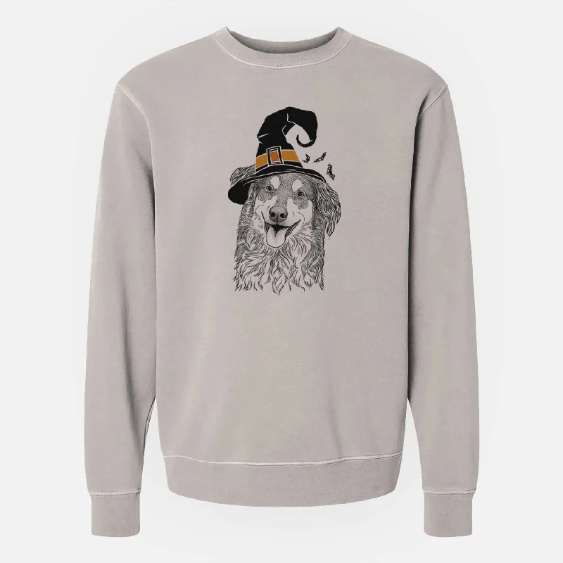 oversized gym sweatshirtWitch Maddie the English Shepherd - Unisex Pigment Dyed Crew Sweatshirt