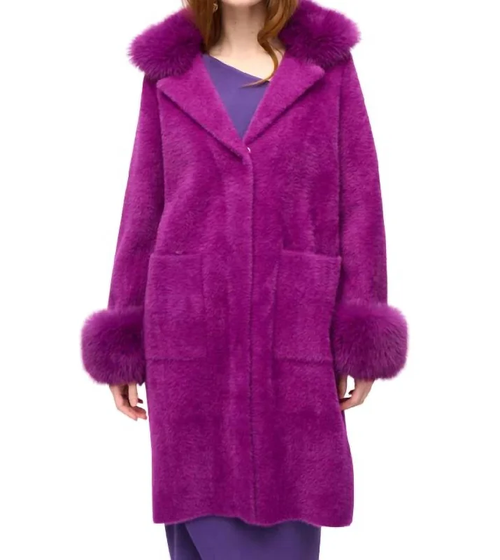 Fur Coat In Purple