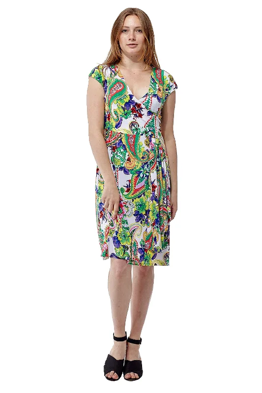 pleated dressLa Cera Paisley Floral Print Sleeveless Dress