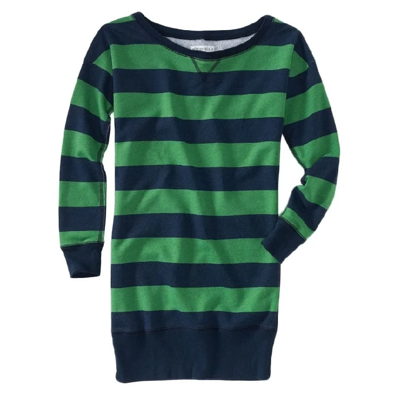 stylish dressAeropostale Womens Stripe Fleece Sweater Dress, Blue, Medium