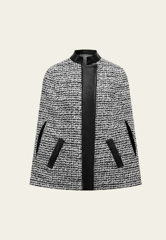 insulated trench coatMixed Grey Wool Cape Coat