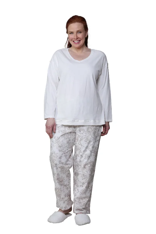 chic slip dressKnit Top & Flannel Pant Plus Size Pajama Set