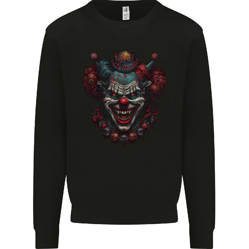 warm workout hoodieAn Evil Clown Halloween Horror Vampire Mens Sweatshirt Jumper