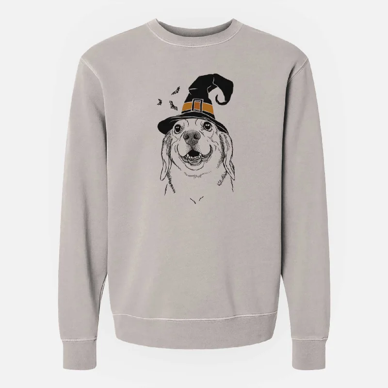 trendy gym wear hoodieWitch Minnie the Corgle - Unisex Pigment Dyed Crew Sweatshirt