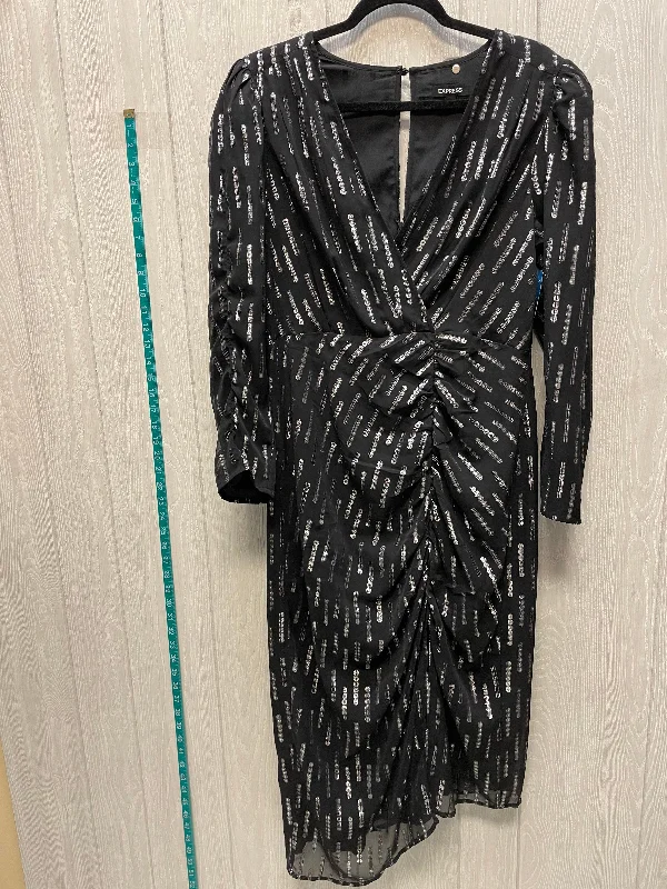 trendy wrap dressDress Party Midi By Express In Black & Silver, Size: L