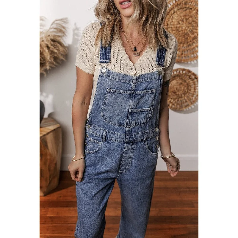 casual shift dressPiper Denim Straight Leg Jumpsuit With Pockets