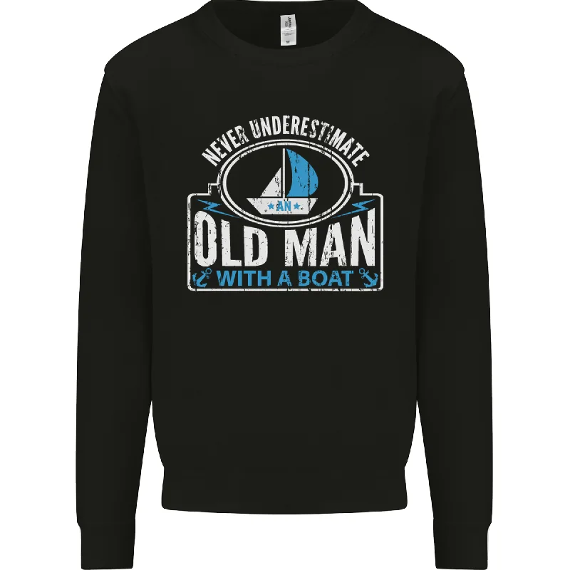 zip-up gym hoodieAn Old Man With a Boat Sailor Sailing Funny Mens Sweatshirt Jumper