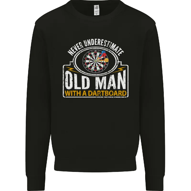 chic active hoodieAn Old Man With a Dart Board Funny Player Mens Sweatshirt Jumper