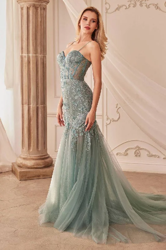 comfy dressFit & Flare Embellished Mermaid Open Back Long Prom Dress CDA1232