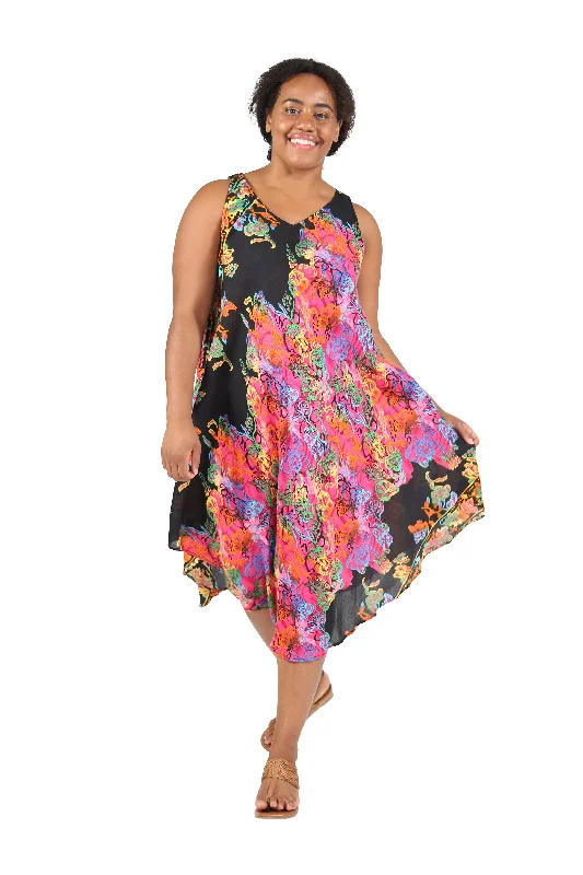 flowy evening dressMulti Print Plus Size Handkerchief Dress