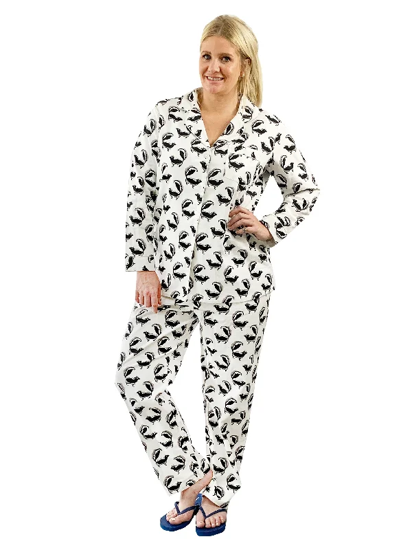 trendy wrap dressPlus Size Whimsical Skunk Flannel Pajama Set