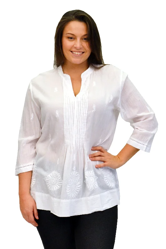 stylish dressLa Cera Plus Size Pleated Blouse