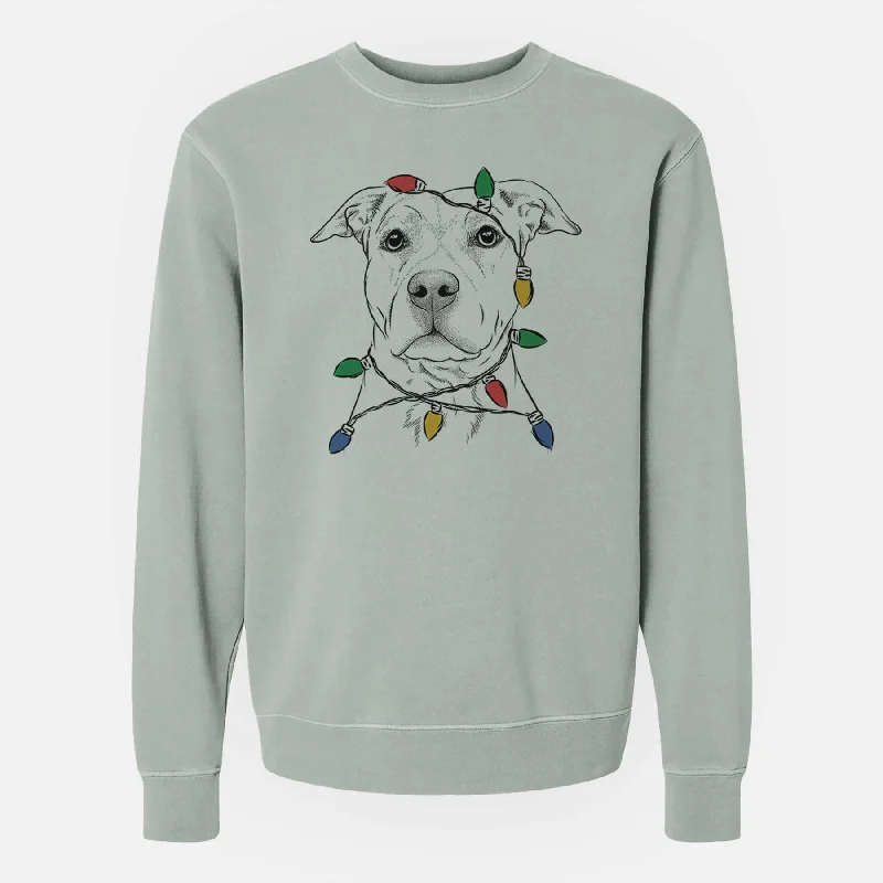 modern sports hoodieChristmas Lights Bailey the American Staffordshire Terrier - Unisex Pigment Dyed Crew Sweatshirt