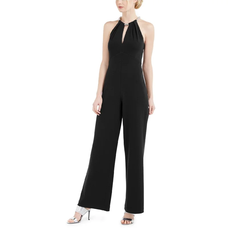 puff sleeve dressCalvin Klein Womens Beaded Keyhole Halter Jumpsuit, Black, 10